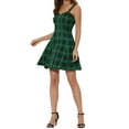 thumbnail image 4 of INSPIRE CHIC Robe Sans Manches à Carreaux pour Femmes avec Fermeture Éclair devant S Vert Bleu, 4 of 6