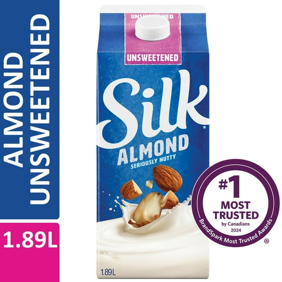 Silk Almond Beverage, Unsweetened Original, Dairy-Free, 1.89L, 1.89L Almond Milk