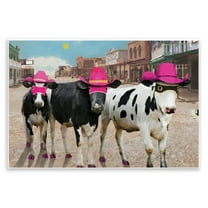 Stupell Industries Superhero Cows in Town Scenery Painting Unframed Art Print Wall Art, 19 x 13