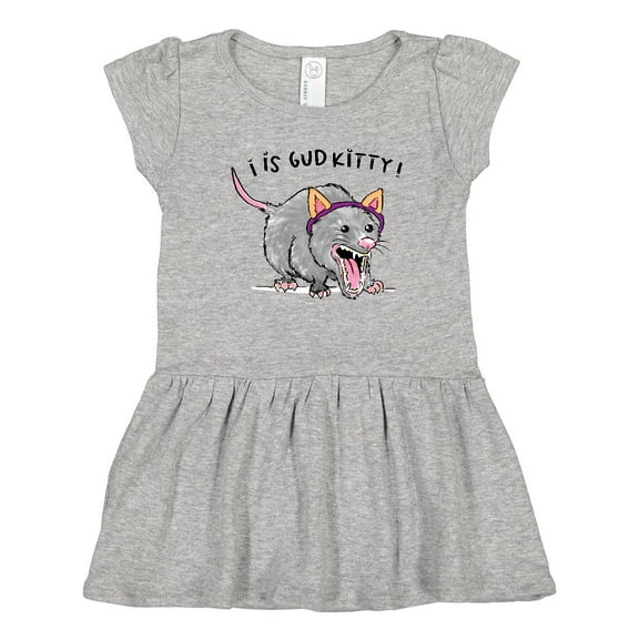 Inktastic Funny Possum Hissing Wearing Cat Ears 'I is GUD KITTY' Girls Toddler Dress
