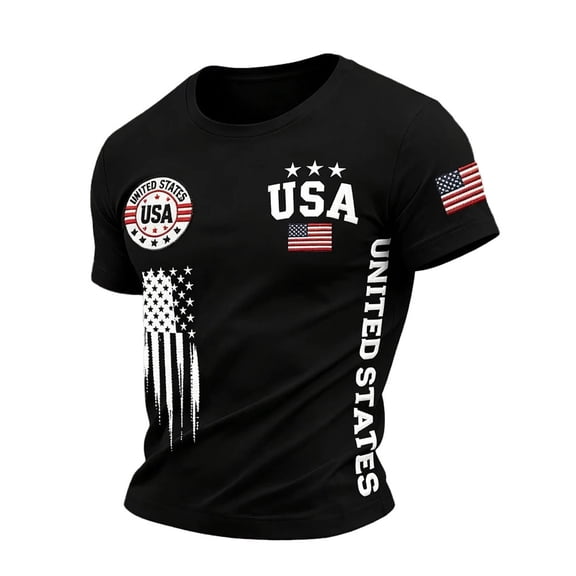 CONZONE 4Th Of July Mens T-Shirts Short Sleeve Independence Day T Shirts for Men Crew Neck Patriotic Usa Flag Graphic Casual Summer Tee Tops