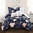 thumbnail image 1 of Vintage Paris Rose Butterfly Script Edredón Azul marino Juego de 5 piezas Twin / Twin XL Lush Decor 16T005343, 1 of 2