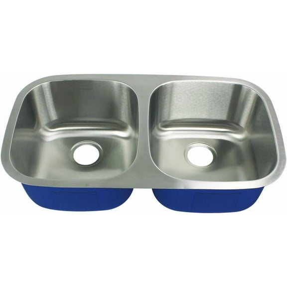 Transolid MUDE32189 Meridian 32 13/32-in x 18 7/64-in x 9-in Double Basin Undermount Stainless Steel Kitchen Sink