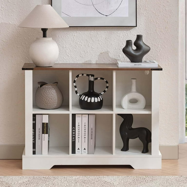 6 Cube Storage Organizer, Wood Cube Bookshelf with LED Lights