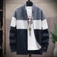 thumbnail image 1 of 2024 Winter Men Sweater Knit Cardigan Fashion Patchwork Stand Collar Mens Slim Casual Zipper Knitted Thick Warm Sweatercoat Man, 1 of 5