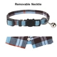 thumbnail image 4 of Collar de gato separable con linda pajarita, paquete de 2 collares para gatitos con cuello de camisa extraíble, collares a cuadros para mascotas (beige y azul), 4 of 5
