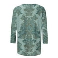 thumbnail image 5 of Viikei Lightweight Cotton Women's 3/4 Sleeve Round Neck Top,Ladies' Fashion Printed Round Neck Three Quarter Sleeve 3/4 Sleeve T-shirt Loose Green S, 5 of 5