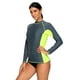 thumbnail image 2 of ABPHQTO Top de baño tankini de manga larga gris y negro para mujer, 2 of 5