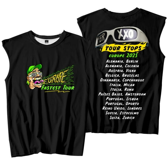 Feid Ferxxo Europe Fastest Tour Tank Tops Sleeveless Sport Vest Women Men Outdoor Sportwear