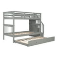 thumbnail image 6 of Harper & Bright Designs Stairway Twin Over Twin Bunk Bed with Trundle, Staircase and Storage, Solid Wood Storage Bunk Bed Frame with Guardrail, Can be Separated into 2 Beds, 6 of 12