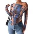 thumbnail image 1 of Blusa PRETTYGARDEN de malla con hombros descubiertos y efecto tie dye, talla M, 1 of 8