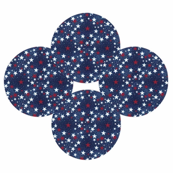 4th of July Round Placemats Set of 4 Red Blue White Stars Patriotic Place Mats Independence Day Woven Placemat Starry Sky Circle Braided Table Mat for Kitchen Dining Table Party Home Decor 15 Inch