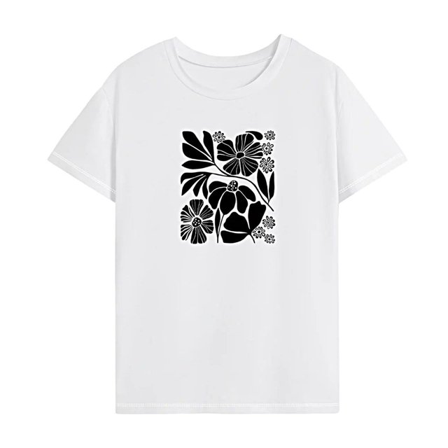 Camiseta para mujer de verano clásica ropa de calle trajes simples camiseta de cuello redondo para viajes S