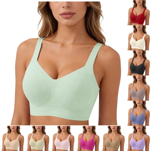 Teyfeniy Womens Jelly Bras Wireless Seamless Full Coverage Breathable Elastic Strap Solid Color Push Up Stretchy Comfy Bralettes Support Minimizer Bras