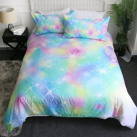 3 Pieces Glitter Duvet Cover Full Ombre, Easiest Way To Put On A Duvet Cover With Ties