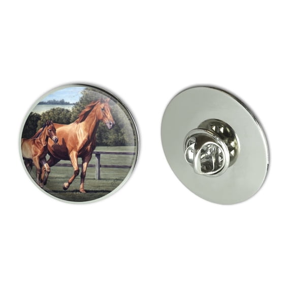 Mother Horse and Foal Baby Fresh Start Metal 1.1" Tie Tack Hat Lapel Pin Pinback