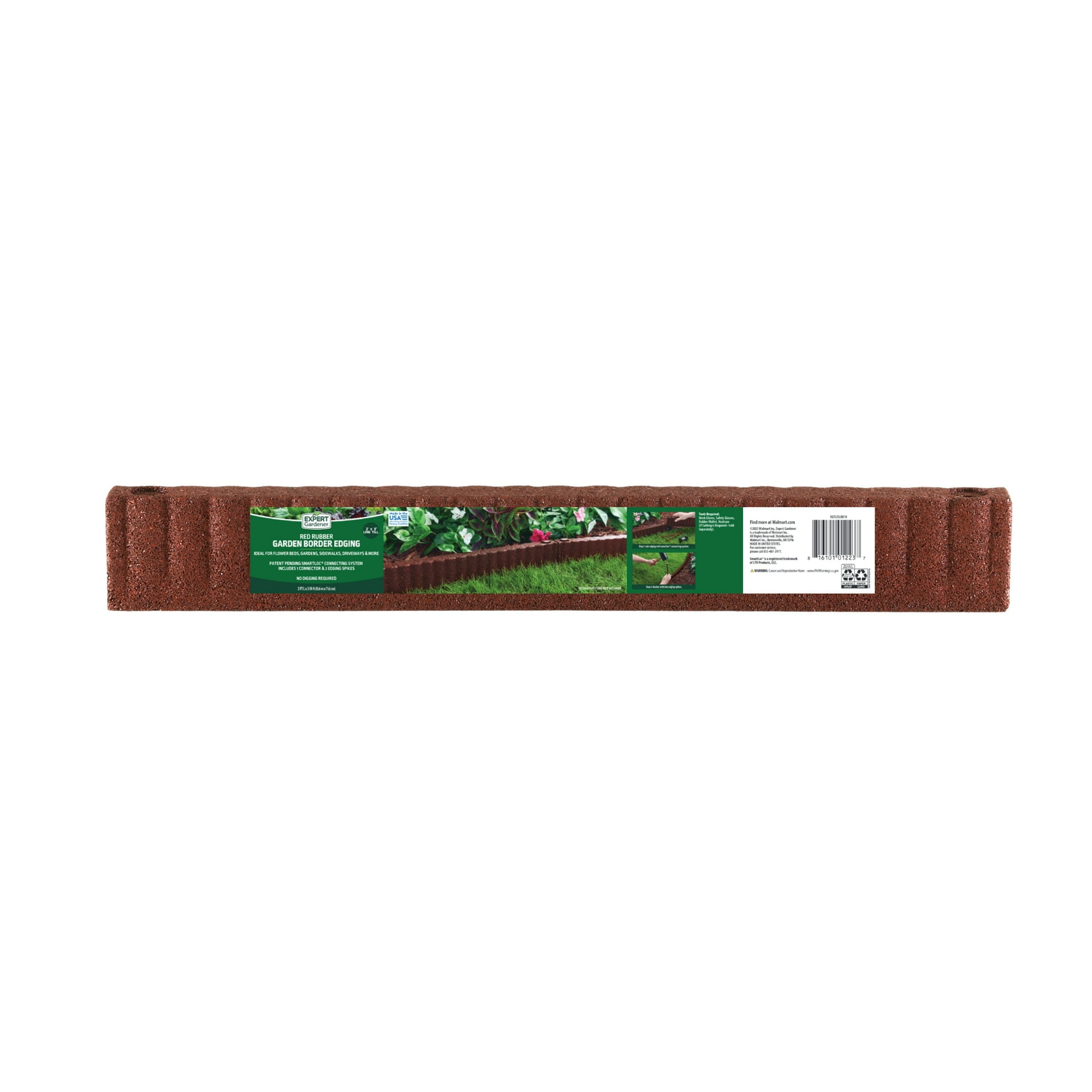 Expert Gardener 2 ft x 3 in Red Recycled Rubber Garden Border Edging
