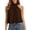 Brown, variant on Women Shirts Casual Elegant Resort Knit Tops With Flowy And Back Tie Detailing For Sleeveless Halter Neck Solid Color Stylish Shirts