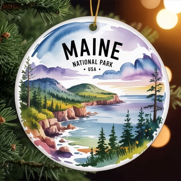 Maine, Acadia National Park Travel Ornament – Custom Ceramic Ornament for Christmas Tree Decoration, Souvenir Gift for Travelers, Couples, Friends, Valentine Gifts 218OR92