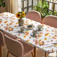 thumbnail image 3 of Orange Leaves Fall Table Cloths for 8 Foot Rectangle Tables, Branches Birds Pine Cones Patio Waterproof Elastic Fitted Tablecloths, Washable Rectangular Table Cover for Camping, 3 of 8