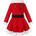 thumbnail image 4 of PMVFHDE Robes Filles Robe Enfants Père Noël pour Fête de Noël Manches Longues à Capuche Rouge, 2-3 Ans, 4 of 7
