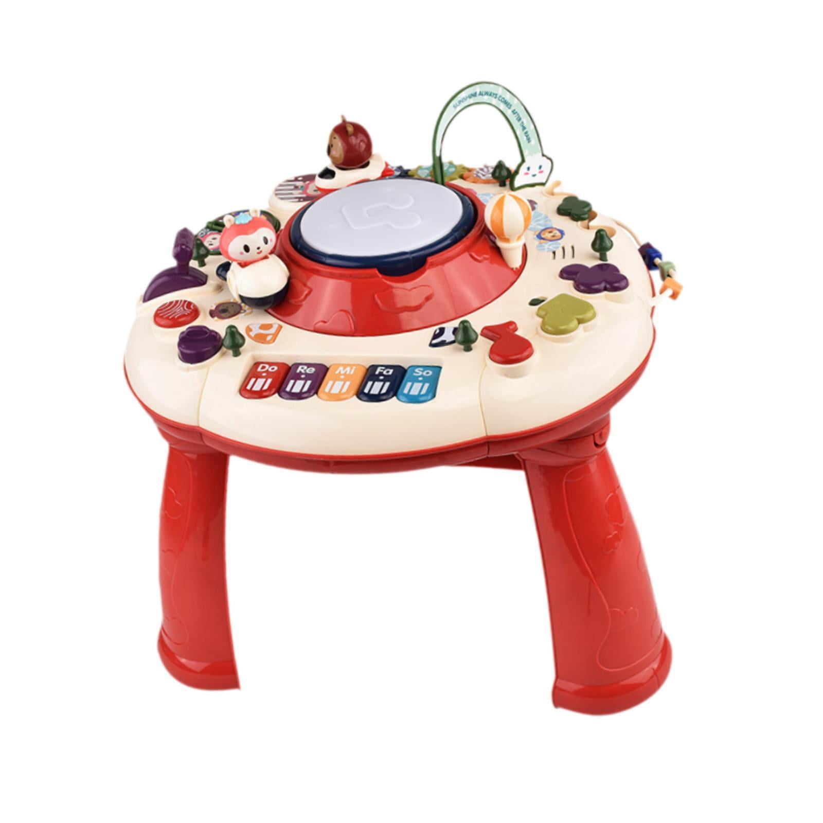 Bunblic Baby Activity Table Activity Table Center Toy with Light Portable Educational Toy Baby Toy for Kids 1 2 3 4 Year Old Children red