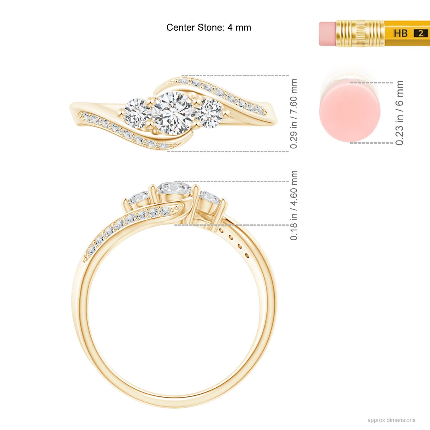 Angara Natural Diamond Three Stone Engagement Ring for Women in 14K Yellow Gold - April Birthstone Jewelry | Round Diamond Ring (Ring Size - 13.5)