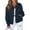 Navy #014, variant on Fleece Jacket Women Oversized Bomber Jacket Fall Winter Lightweight Business Vintage Crop Jackets Coat Black S