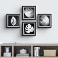 thumbnail image 3 of PixonSign Framed Wall Art Collage Print Gallery Set Tropical Jungle Leaf Silhouettes Nature Wilderness Illustrations Minimalism Beach Black White for Living Room, Bedroom, Office - 12"x12"x4 BLACK, 3 of 6
