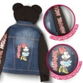 thumbnail image 2 of Disney Minnie Mouse Girl's Hoodie Jean Jacket with Ears - Fashion Hooded Denim Jacket with Sleeve Print for Kids (Size 4-12), 2 of 7