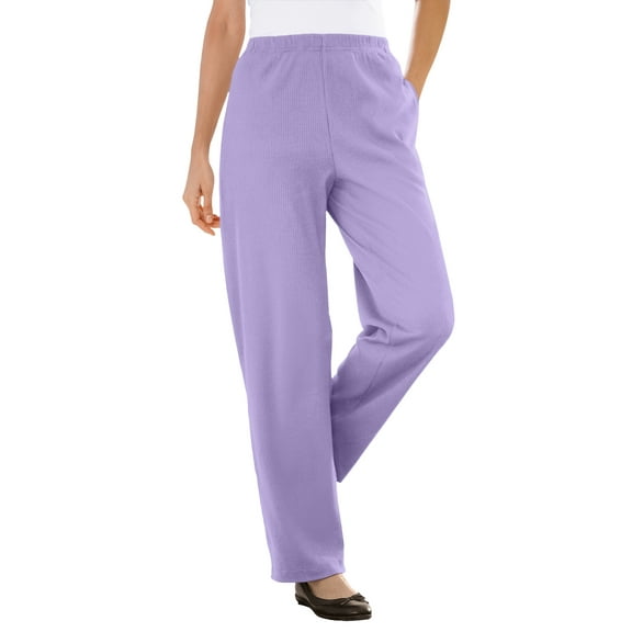 Woman Within Plus Size 7-Day Knit Ribbed Straight Leg Pant