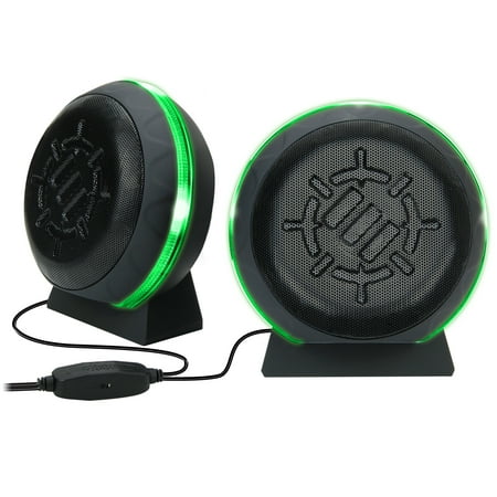 UPC: 0637836602186 | ENHANCE Gaming LED Computer Speakers with Subwoofer   Powerful 5W Drivers and In-Line Volume Control – Green Lights   USB 2.0 Powered   3.5mm Connection for PC   Desktop   Laptop   Notebook