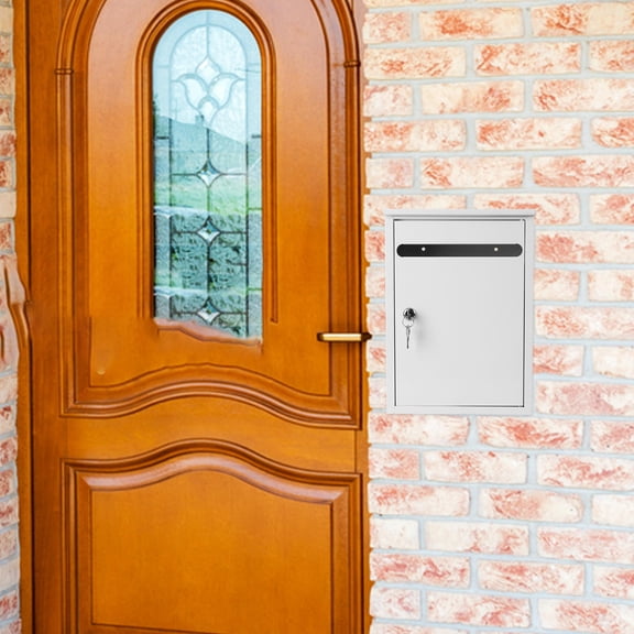 FOMIYES Modern White Locking Wall Mailbox for Secure Letter Collection and Suggestions