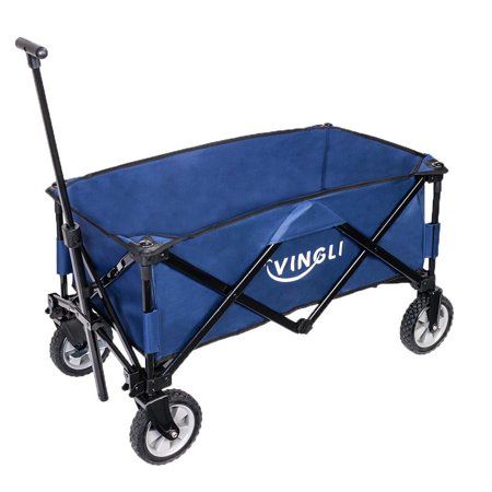 GoDecor Collapsible Outdoor Wagon Foldable Wagon Blue