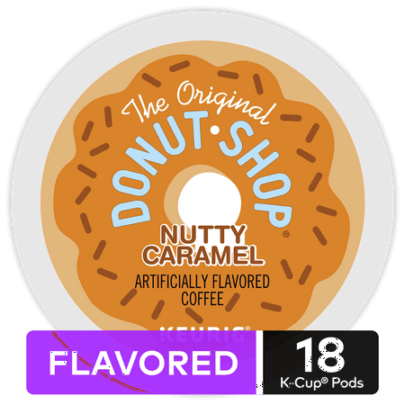 Caramel Flavored Coffee - The Original Donut Shop Nutty Caramel, Flavored Coffee Keurig K-Cup Pod, Medium Roast, 18 Ct