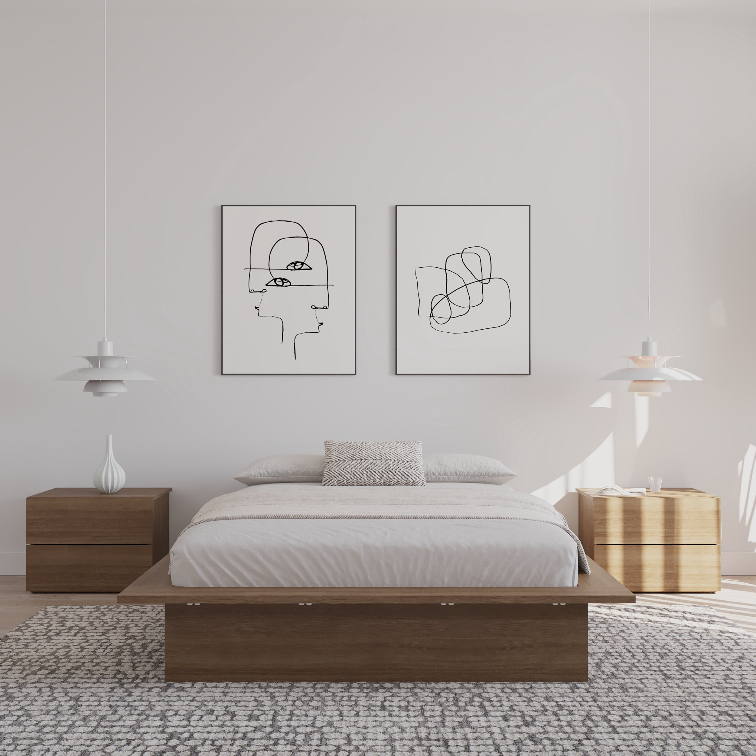 Nexera Malibu Full Size Platform Bed, Brown Oak