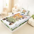 thumbnail image 4 of Castle Fairy Girls Cute Cartoon Safari Animal Twin Size Sheets 3pcs,Tropical Leaf Truck Bedding,Green White,1 Fitted Sheet,1 Flat Sheet and 1 Pillowcase, 4 of 6