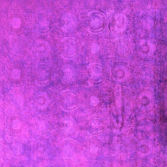 Ahgly Company Indoor Square Oriental Pink Industrial Area Rugs, 7' Square