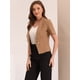 thumbnail image 4 of Cárdigan informal con cuello chal y parte delantera abierta para mujer, chaqueta de traje de oficina de trabajo de manga corta Marrón XS, 4 of 5