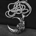 thumbnail image 4 of K-KED Mens Retro Moon Petal Pendant for 24" Stainless Steel Link Chain Necklace Womens, 4 of 6