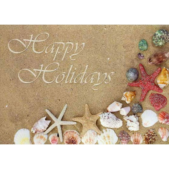 LPG Greetings Shells and Starfish Tropical Christmas Card (1 card/1 envelope)