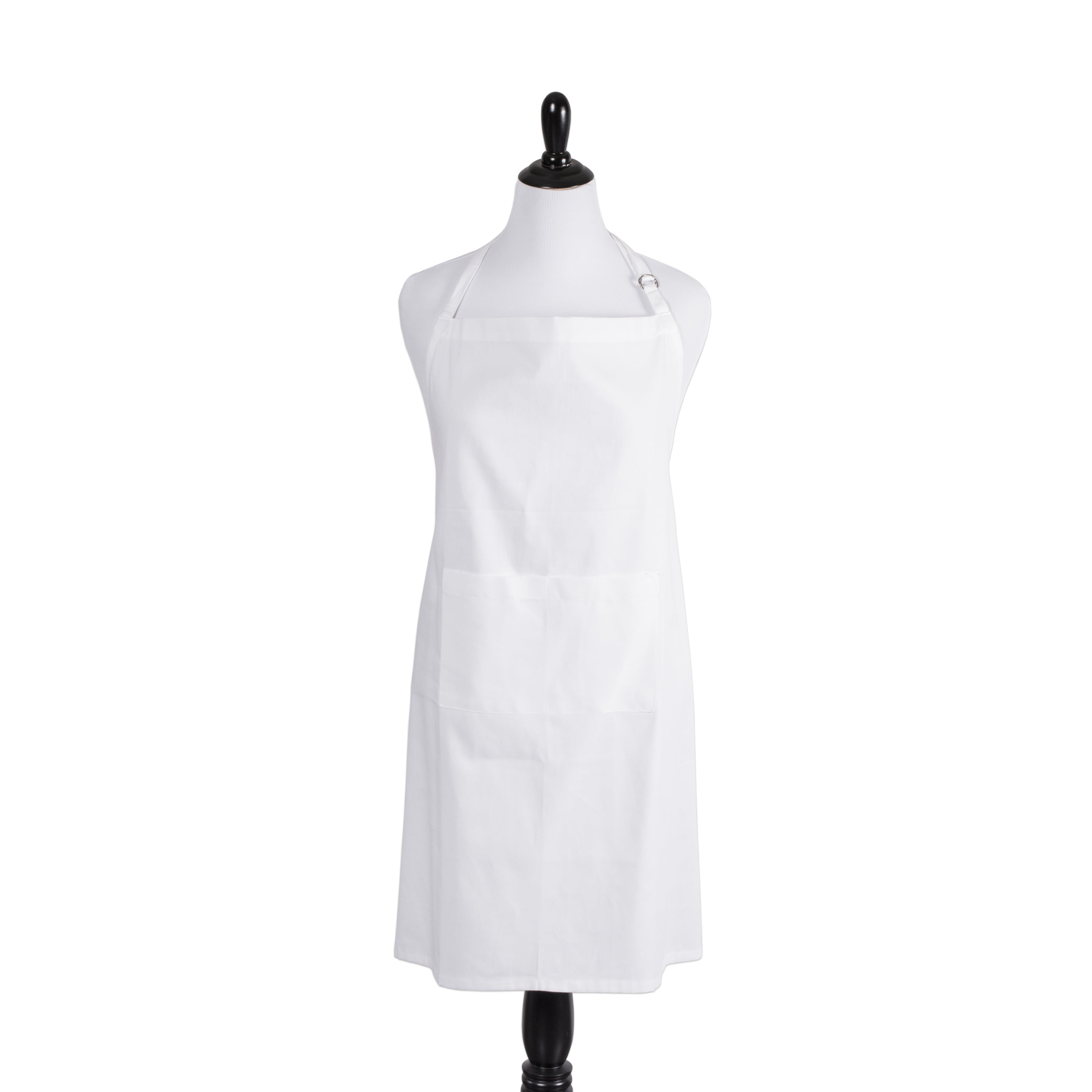 Design Imports White XL Chef Kitchen Apron, 32"x38", 100 Cotton, White