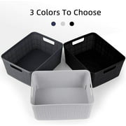 CRZDEAL Plastic Storage Baskets(Set of 6,Black, Light Gray, Dark Gray)Plastic Woven Storage Baskets for Organizing Home&Kitchen,Bedroom&Bathroom, Office&Study