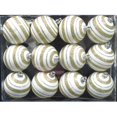 thumbnail image 1 of Ornement de Boule d'Or et Blanc avec la Conception de Ligne&44; Pack de 12, 1 of 1