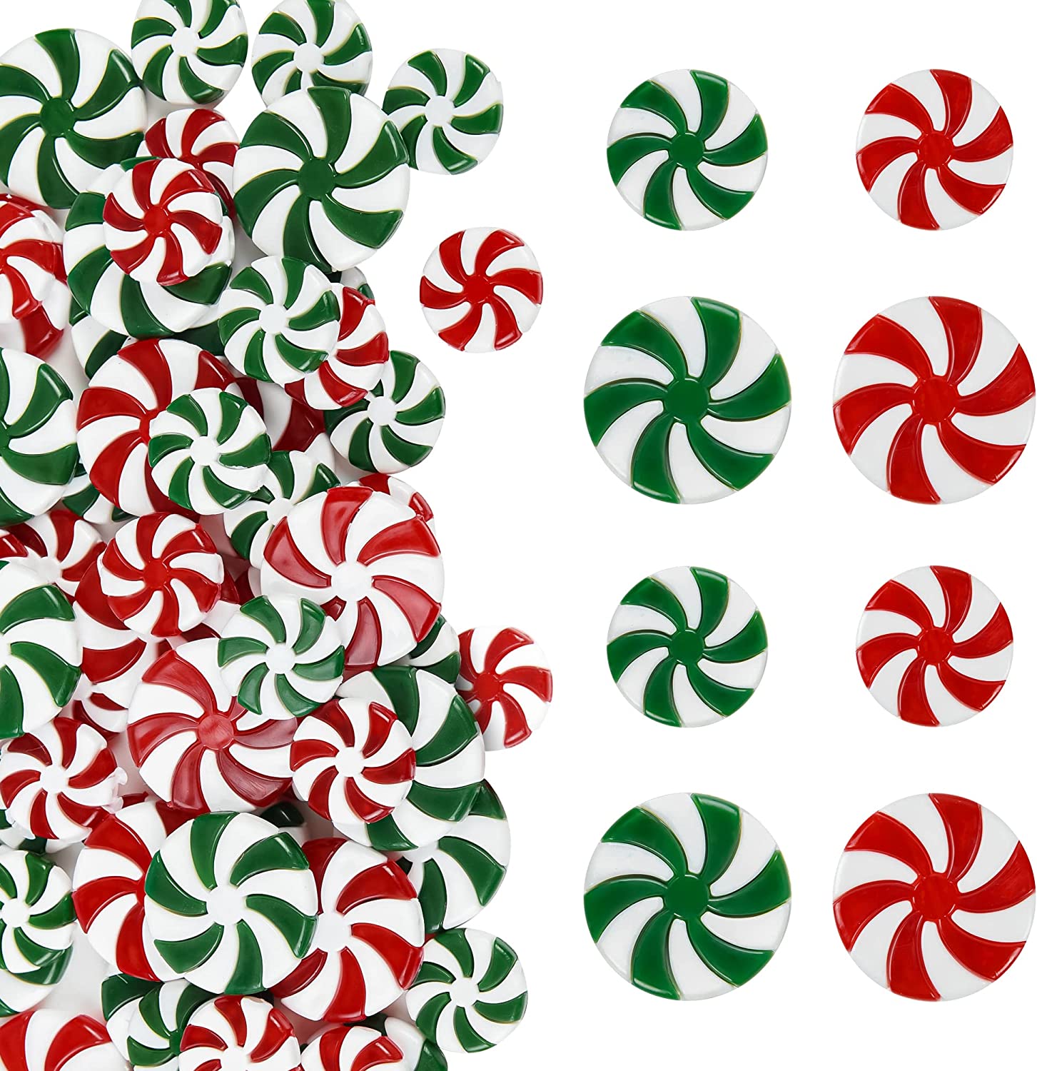 100 Décorations Bonbons à La Menthe Pour Sapin De Noël - Ornements Rouges Et Blancs Avec Fil Argent, Bonbons Artificiels
