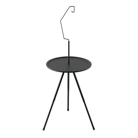 CheAAlet Outdoor Folding Round Table Portable Camping Table with Adjustable Height Picnic Double-layer Coffee Table Lightweight Camping Equipment with Shelf