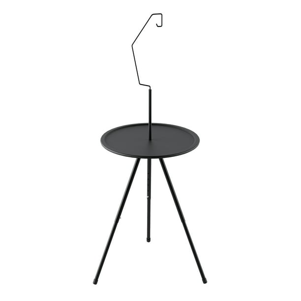 Mesa de camping redonda plegable al aire libre | Altura ajustable portátil 14,57-21,65 pulgadas | ABS Acero Plástico Aleado | Superficie de doble capa con estante inferior | Gancho de Luz Incluido