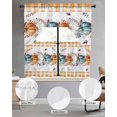 thumbnail image 2 of Orange Pumpkin Thanksgiving Swag Kitchen Curtains Sets for Windows 24 Inch Length, Fall Leaves Retro Plaid Short Window Curtain Panels Swags Valances and Tiers 3 Piece Set for Cafe/Dining Room, 2 of 5