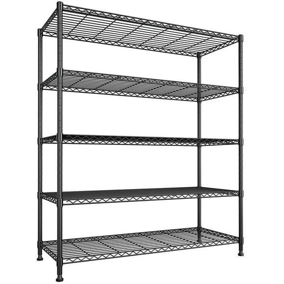 Exenoray Storage Shelves Metal Shelving Garage Shelving - Heavy Duty Steel Storage Shelf Unit with Tool-Free Assembly, 5-Tier Versatile Design for Garage, Kitchen & Home Office Organization