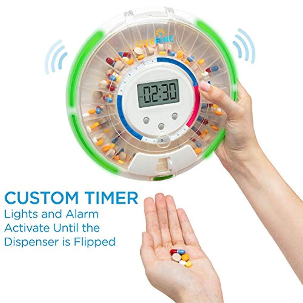 Live Fine Automatic Pill Dispenser for Medication Alerts and Dosage, 28-Day Organizer for Seniors
